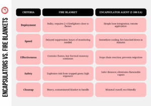 Encapsulators vs. Fire Blankets: Key Comparisons infographic